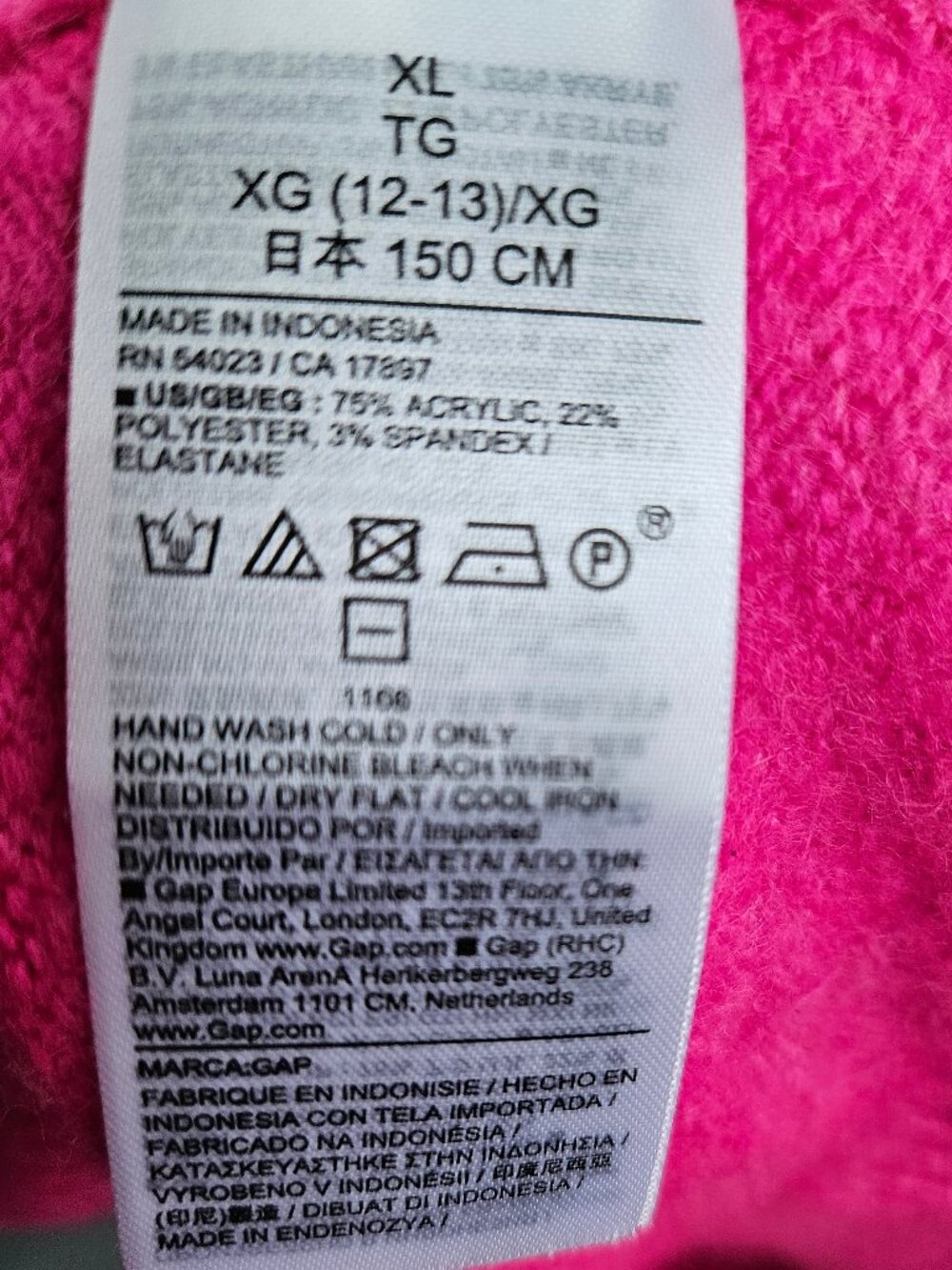 Gap Kids Girls Pink Fair Isle Mockneck Sweater Knit Pullover Size XL 12 Cozy - Picture 10 of 10